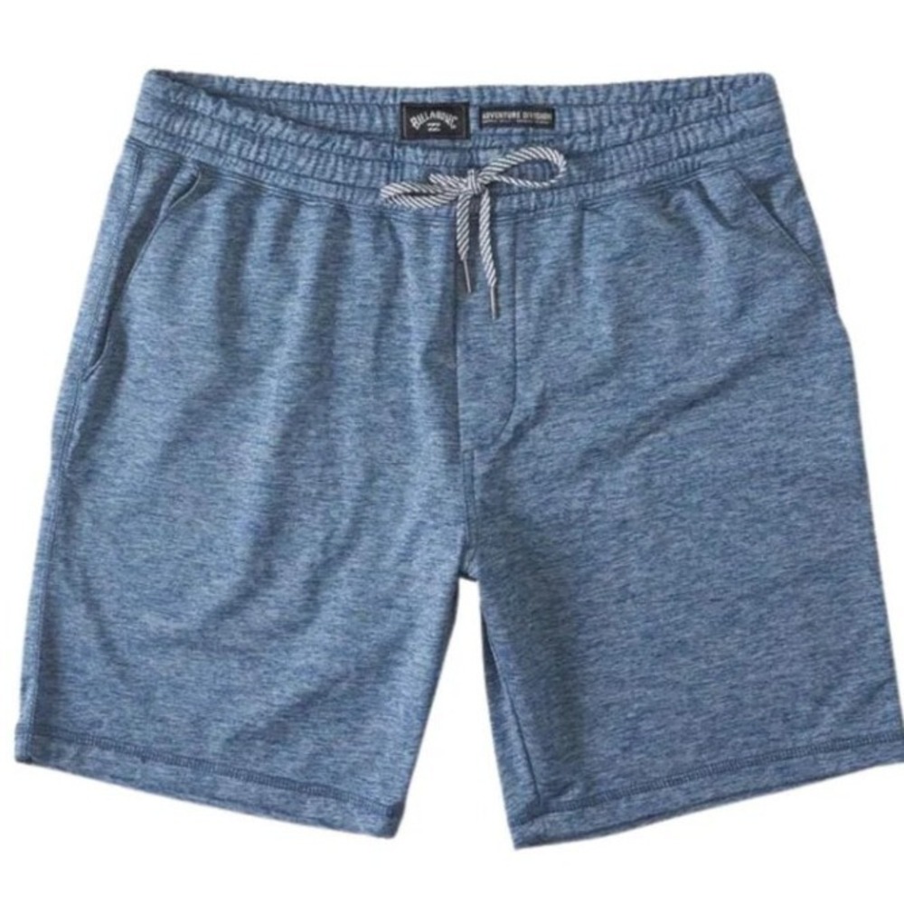 BILLABONG Mens Large Heather Blue Adventure Division Surftrek Fleece Sweatshorts